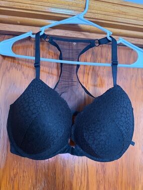 NWT Victoria Secret Women's Push Up Bra Black Lace Front Closure Racerback 40C